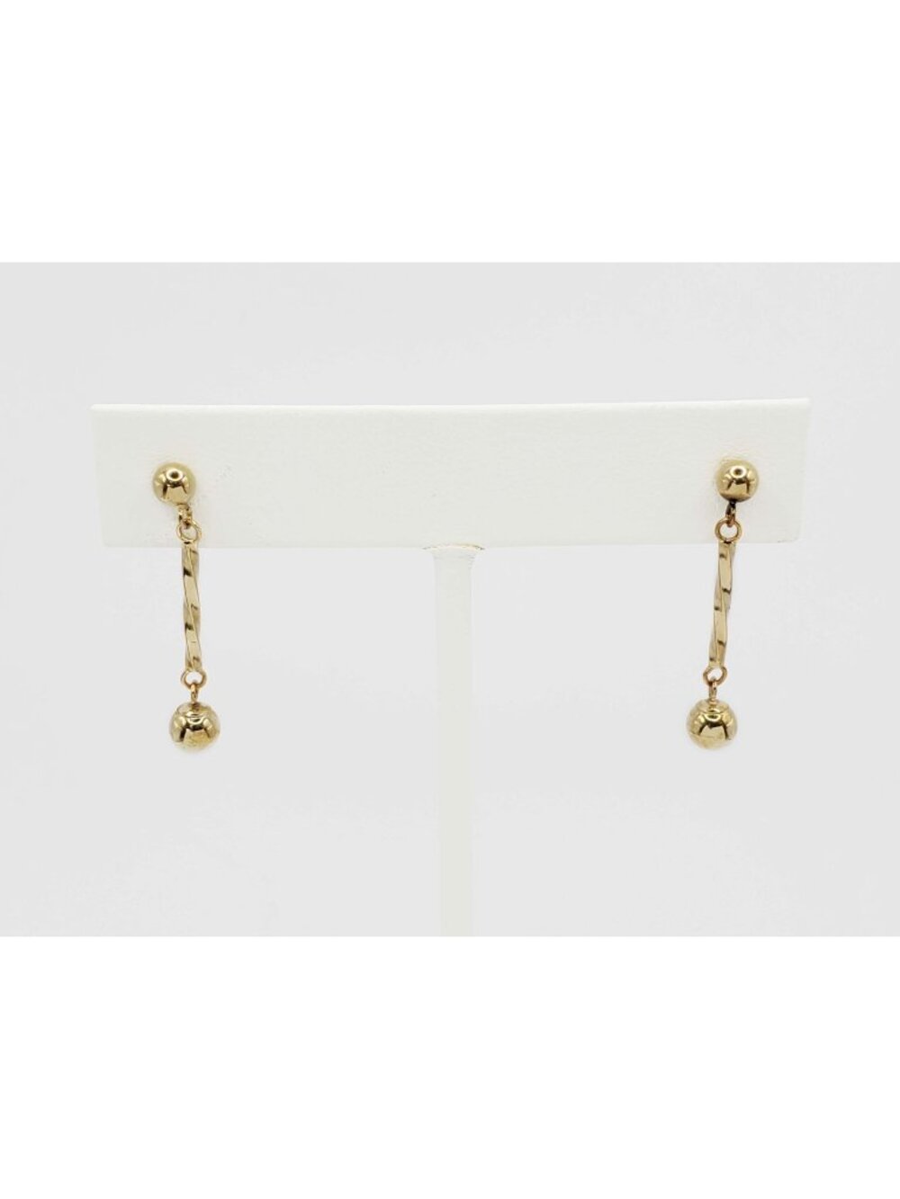 Bead Twist Dangle Earrings 14k Gold